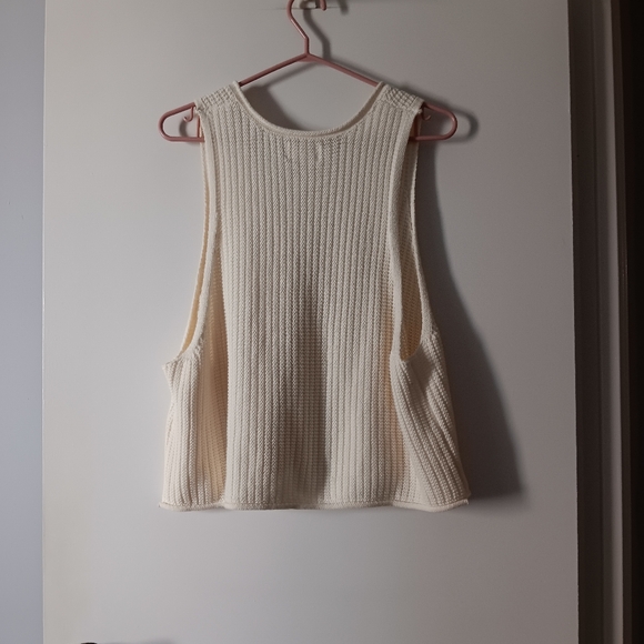JACKSON ROWE Cream Cotton Sleeveless Sweater Vest O/S - Picture 2 of 4